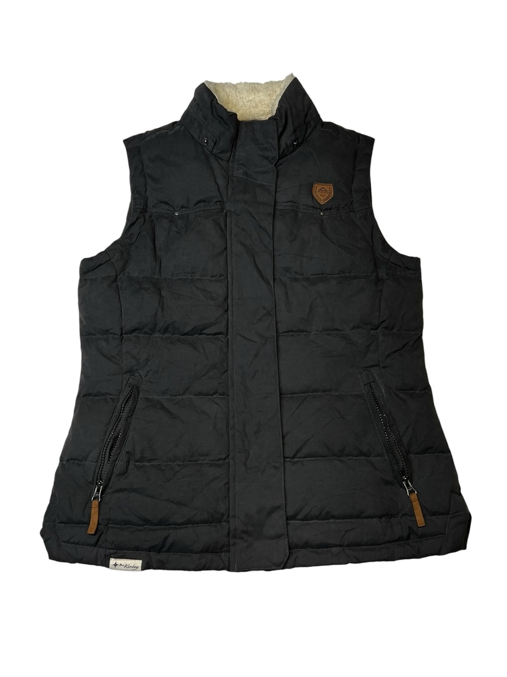 Women’s Black Quilted Down Puffer Vest with Sherpa Collar‎